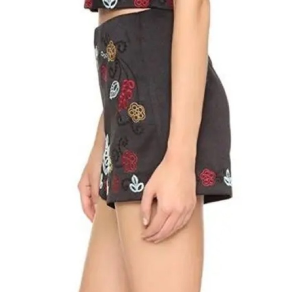 JOA Anthropologie Boho Embroidered Black Shorts 3” Inseam Rear Zip Lined Sz L - Picture 5 of 15